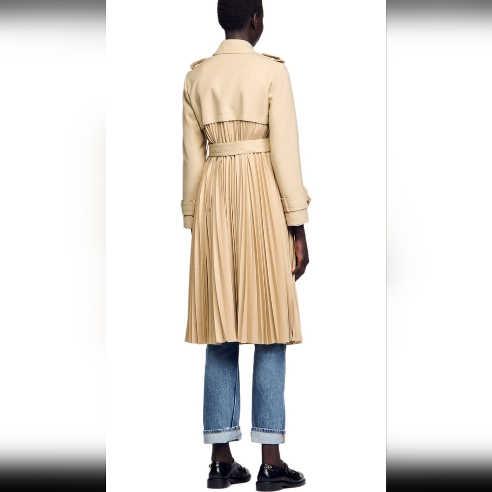 Sandro Tan Pleated Trench‎ Coat - Picture 4 of 16